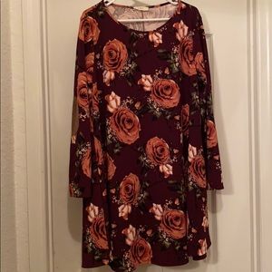 Maroon Flower Dress
